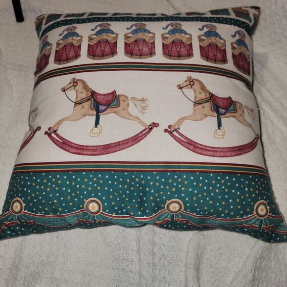 Homemade Christmas Throw Pillow Up cycle Home Decor Toy Soldiers Teddy Bears Etc - Picture 4 of 9